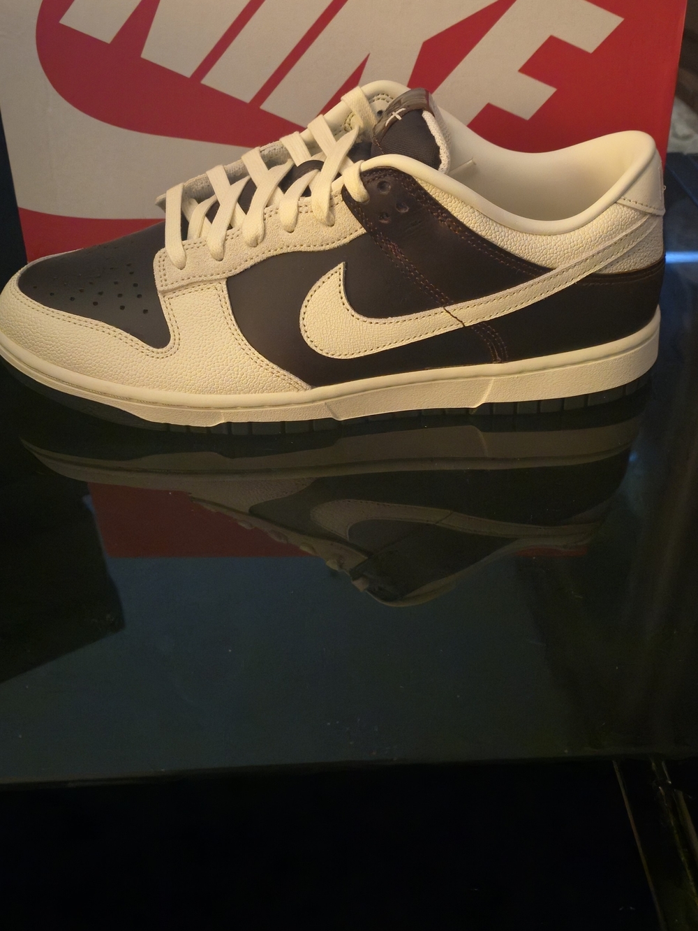 Nike Men’s Low-Top Sneaker - White and Dark Brown